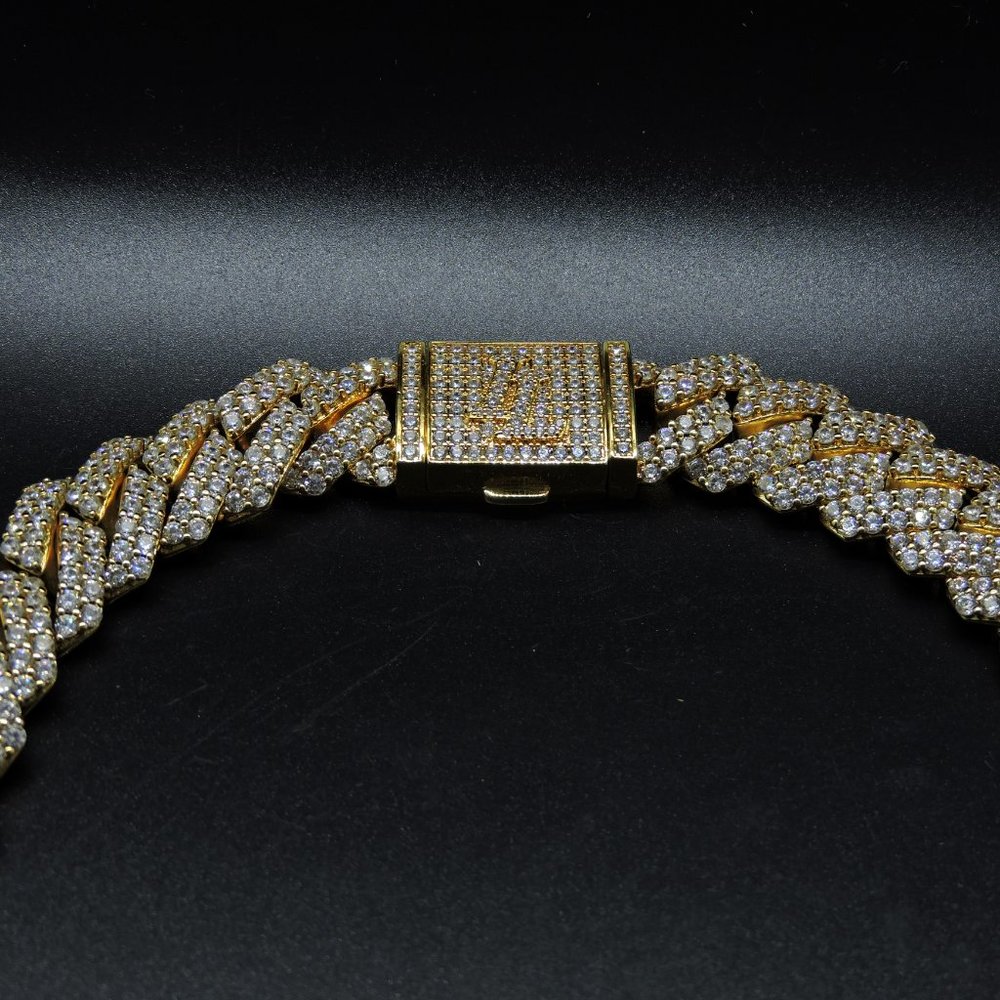Iced London Gold Plated Diamond Prong Link Choker - Picture 3 of 11